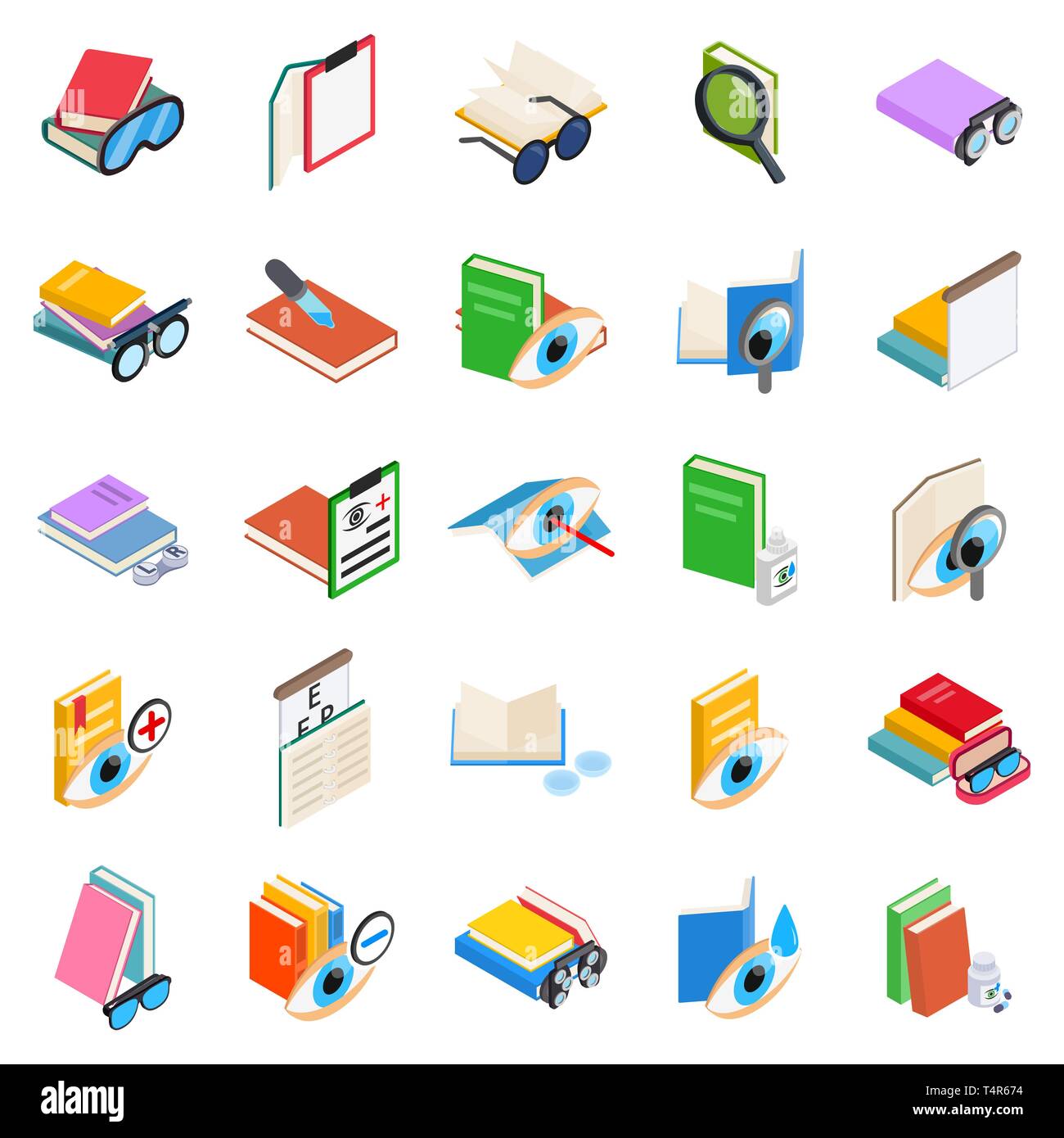 Visually impaired icons set, isometric style Stock Vector