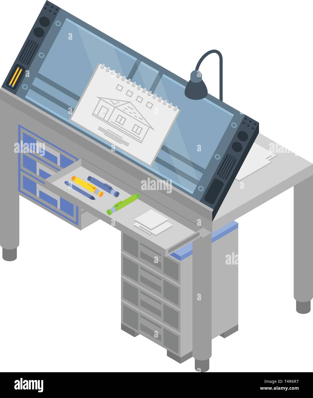 Architect desktop icon, isometric style Stock Vector