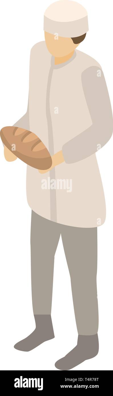 Bakery man icon, isometric style Stock Vector