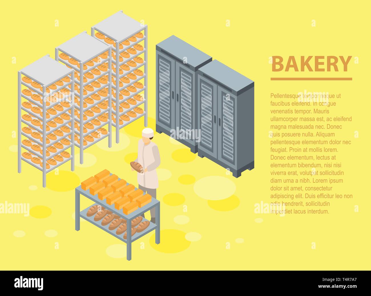 Bakery concept banner, isometric style Stock Vector