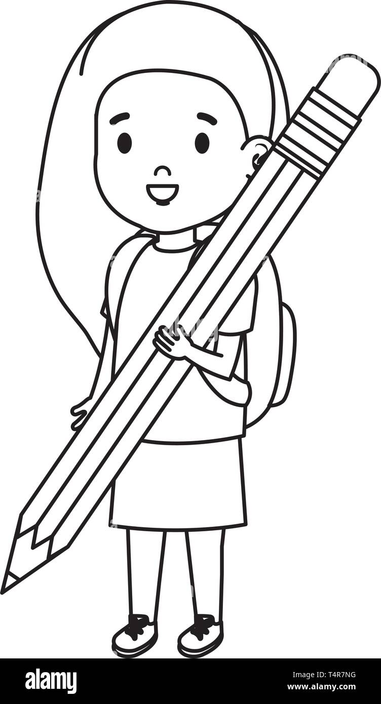 little girl student with pencil Stock Vector Image & Art - Alamy