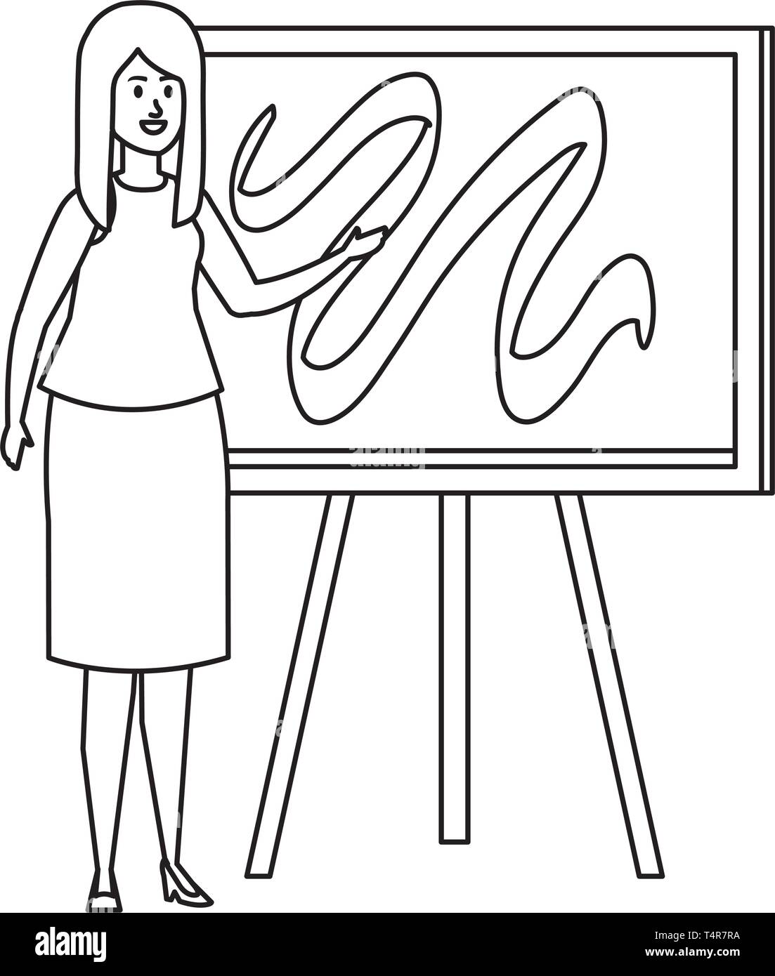 Girl drawing teacher classroom Black and White Stock Photos & Images ...
