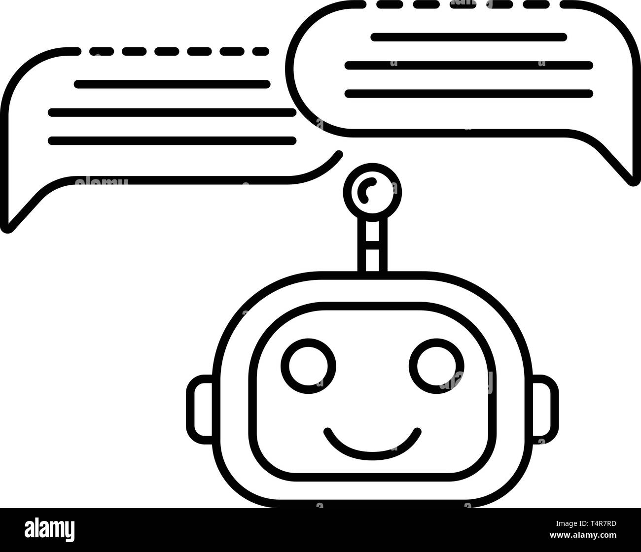 Chat bot two bubbles icon, outline style Stock Vector