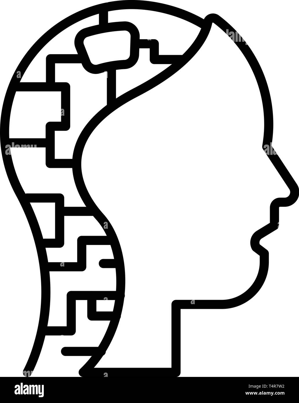 Cyborg head icon, outline style Stock Vector