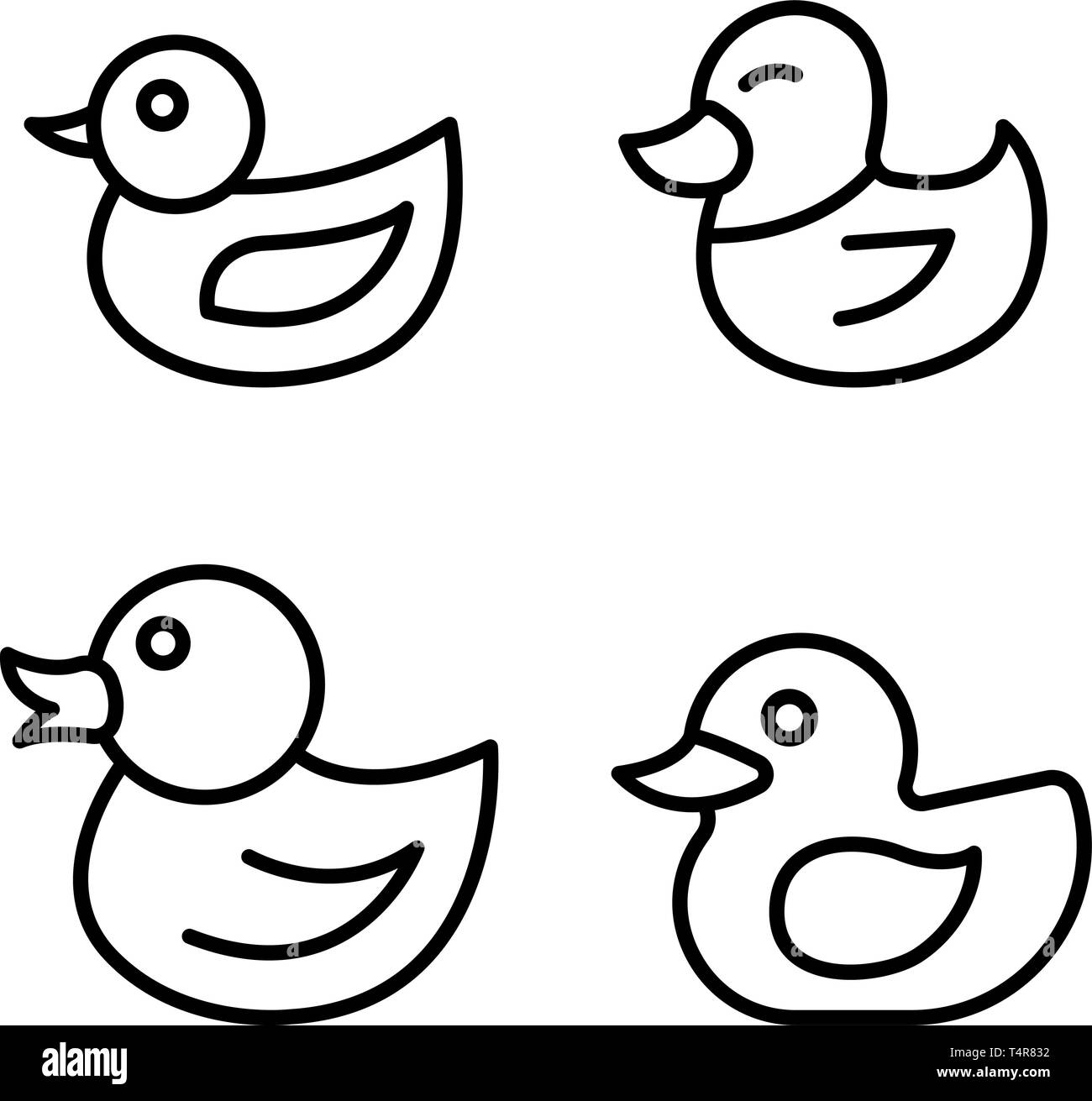duck icons set outline style stock vector image art alamy https www alamy com duck icons set outline style image243915030 html