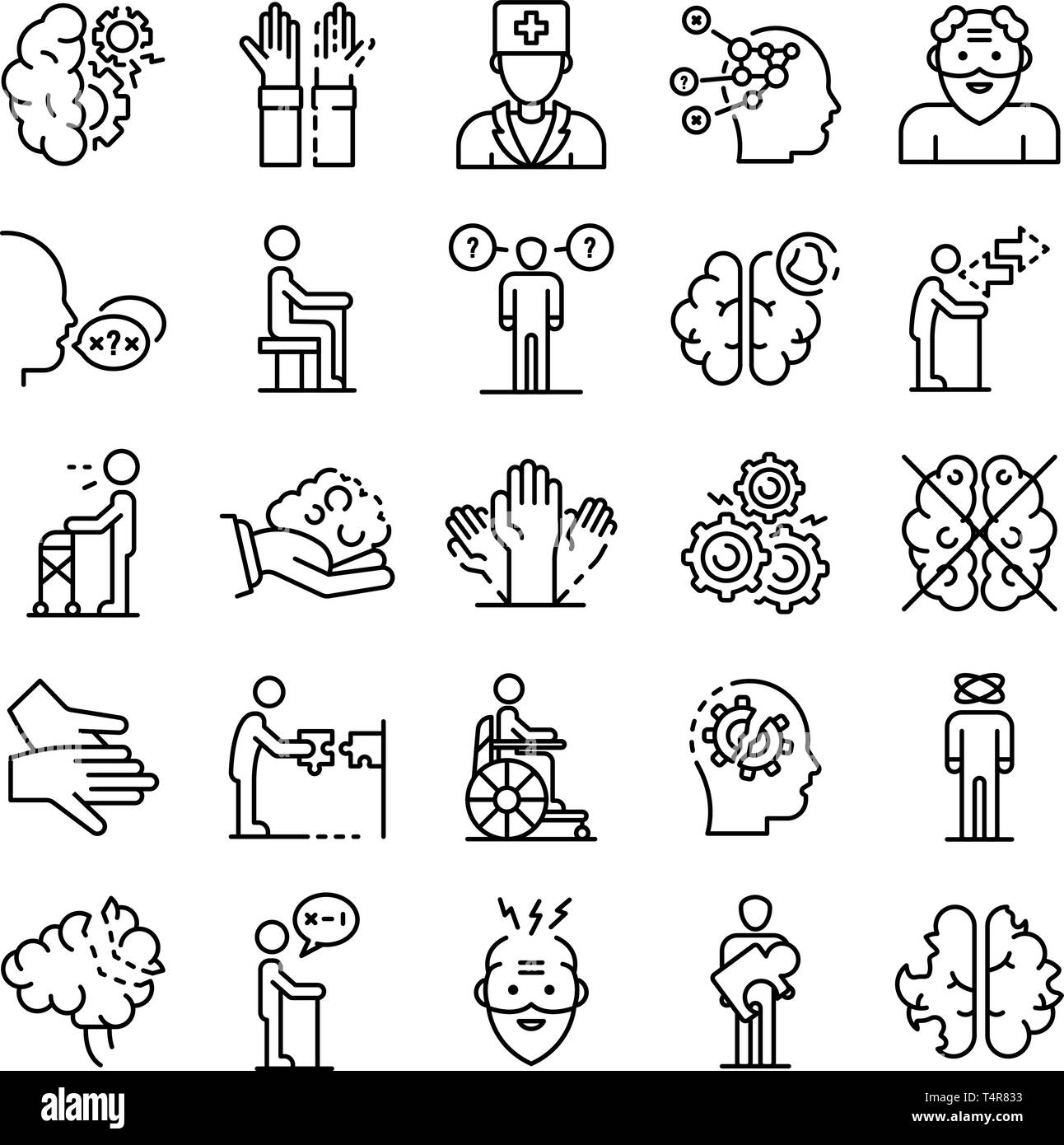 Alzheimers disease icons set, outline style Stock Vector Image & Art ...