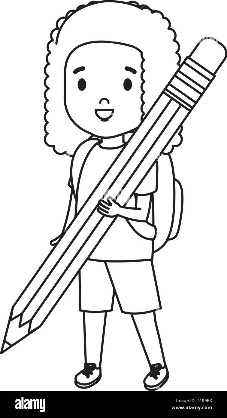 little girl student with pencil Stock Vector Image & Art - Alamy