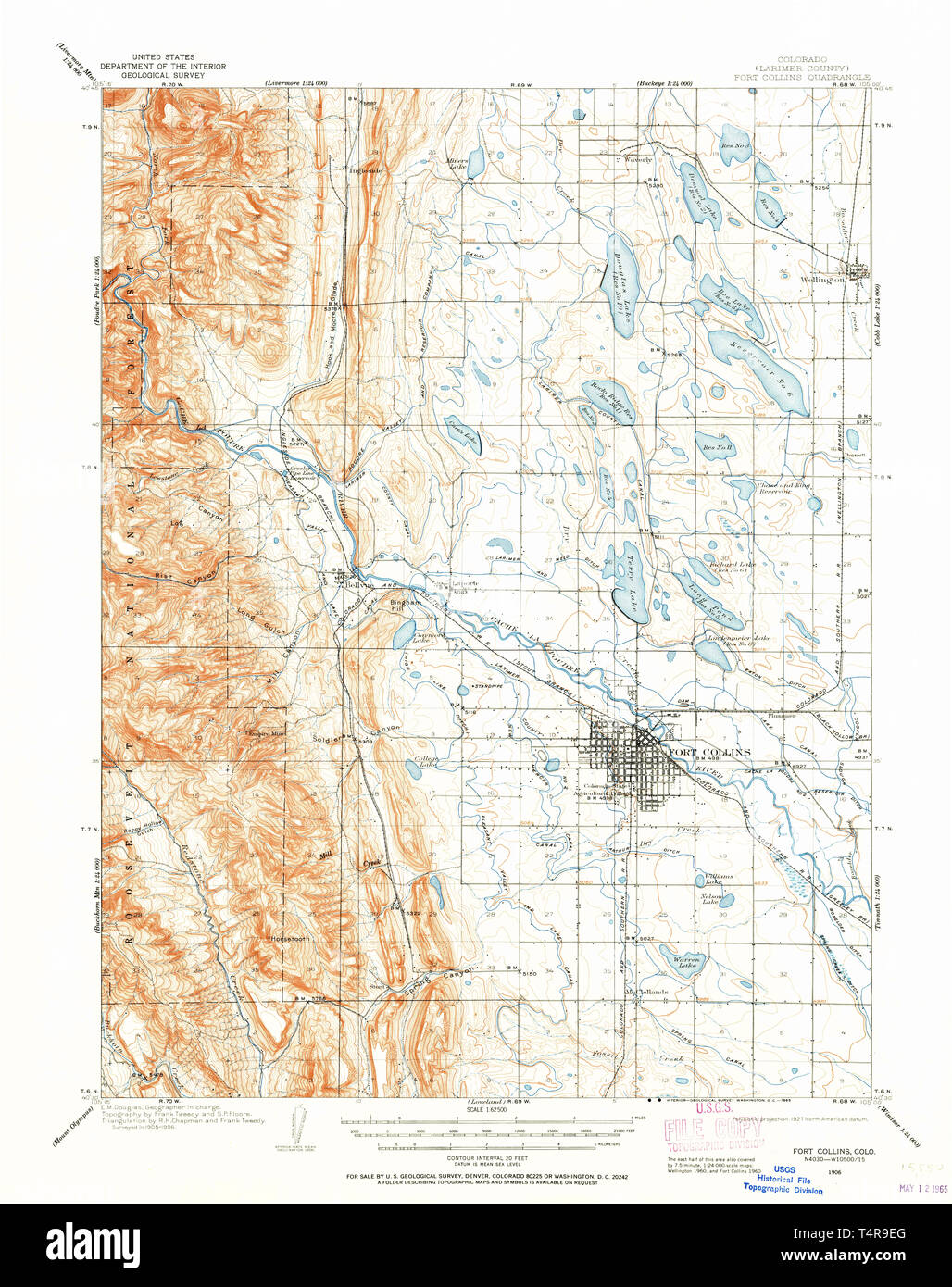 Usgs Topo Maps Colorado Usgs Topo Map Colorado Co Fort Collins 233012 1906 62500 Restoration Stock  Photo - Alamy