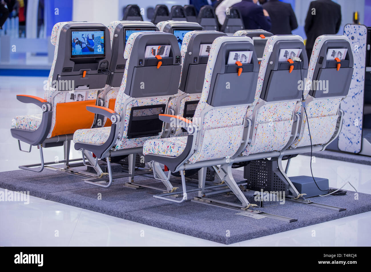 Hamburg Germany 03rd Apr 2019 The Avio Interiors Stand At The Aircraft Interiors Expo Trade Fair Will Pass A Computer Graphic Of The New Cabin Interior For The Airbus A330neo More Than 500 Exhibitors Present News And Innovations For The Aircraft Cabin At The Fair Credit Jens Bttnerdpa Zentralbildzbdpaalamy Live News T4RCJ4 