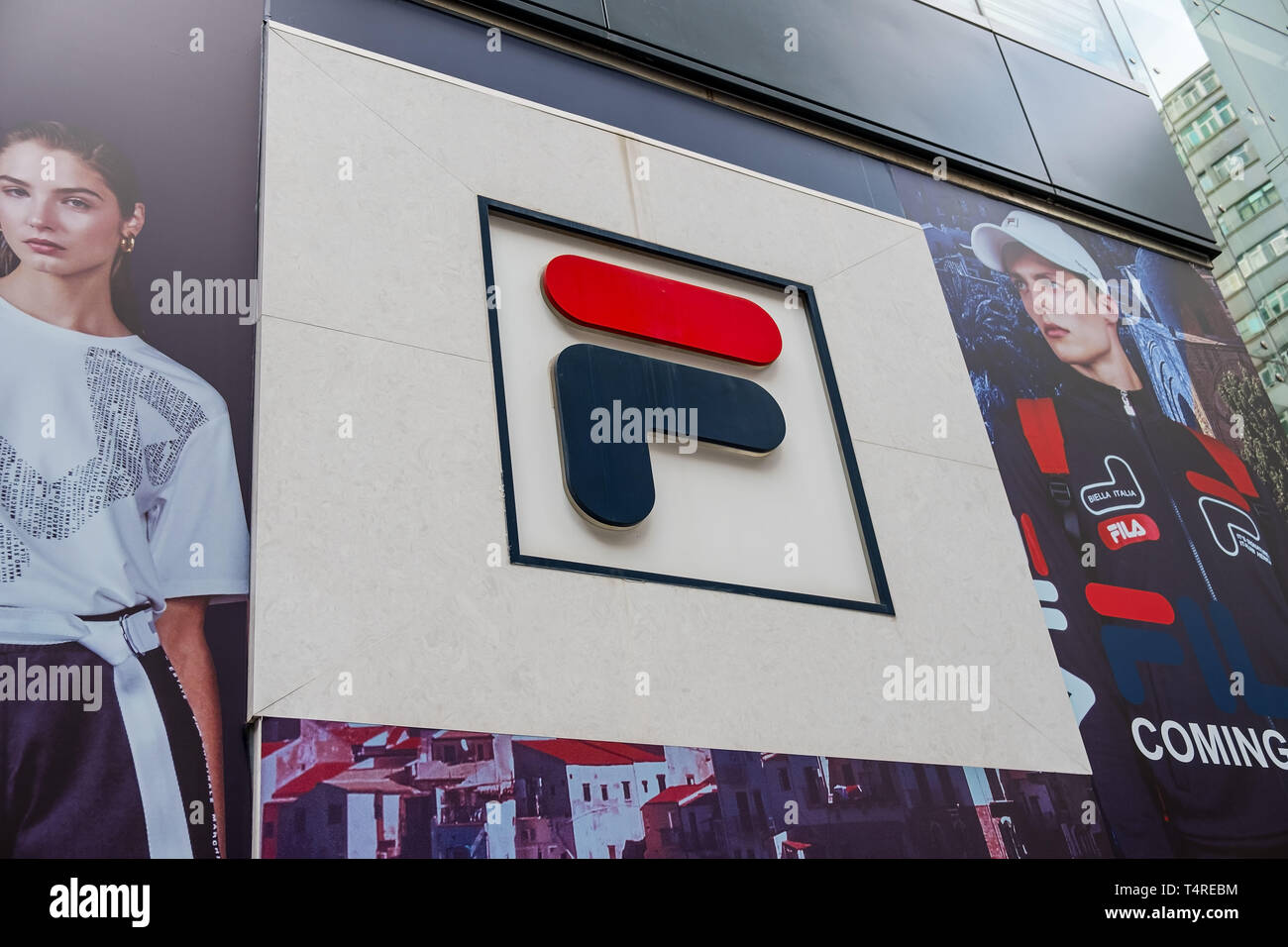 April 9, Hong Kong, China - Fila brand logo seen in Tsim Sha Tsui, Hong Kong. (Credit Image: © Daniel Fung/SOPA Images via ZUMA Wire Stock Photo - Alamy