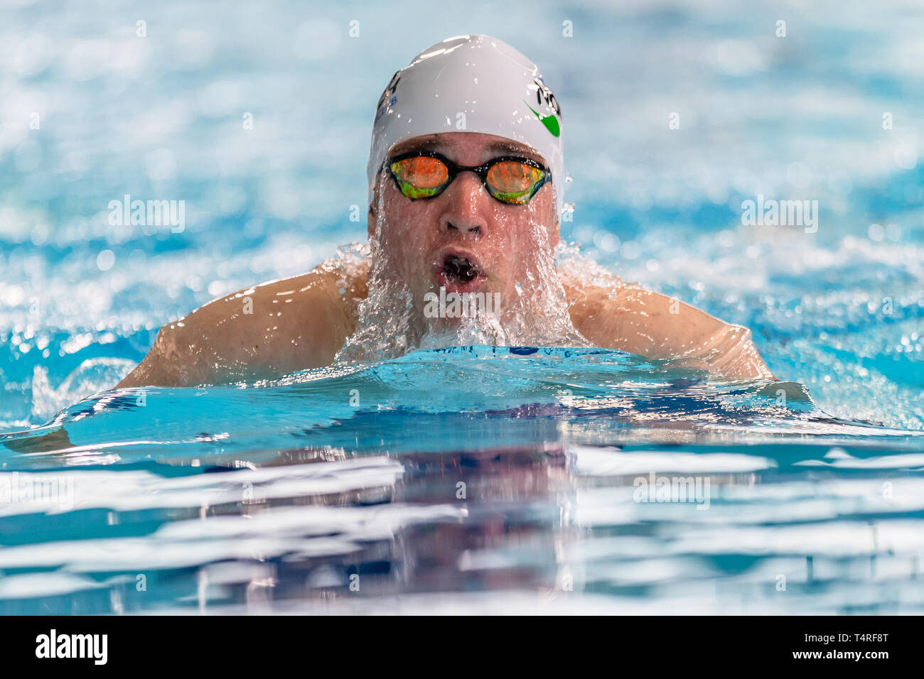 Glasgow, UK. 18th Apr, 2019. Nathan Woodrow (Co Norwich) in Mens Open 400m IM  during 3rd day of British Swimming Championships 2019 at Tollcross International Swimming Centre on Thursday, April 18, 2019 in Glasgow Scotland. Credit: Taka G Wu/Alamy Live News Stock Photo