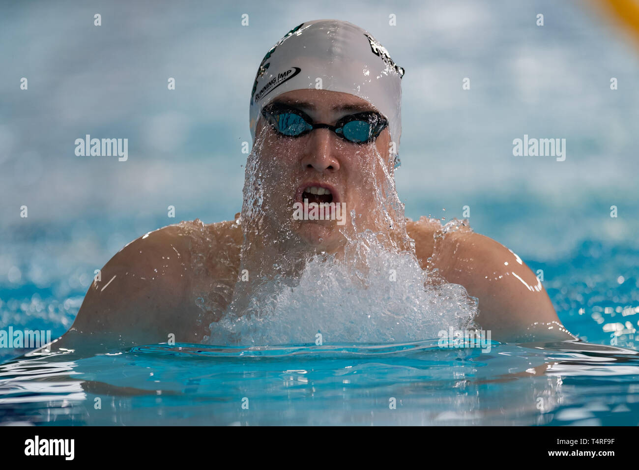 Glasgow, UK. 18th Apr, 2019. Oliver O’Halleron (Derwentside) in Mens Open 400m IM during 3rd day of British Swimming Championships 2019 at Tollcross International Swimming Centre on Thursday, April 18, 2019 in Glasgow Scotland. Credit: Taka G Wu/Alamy Live News Stock Photo
