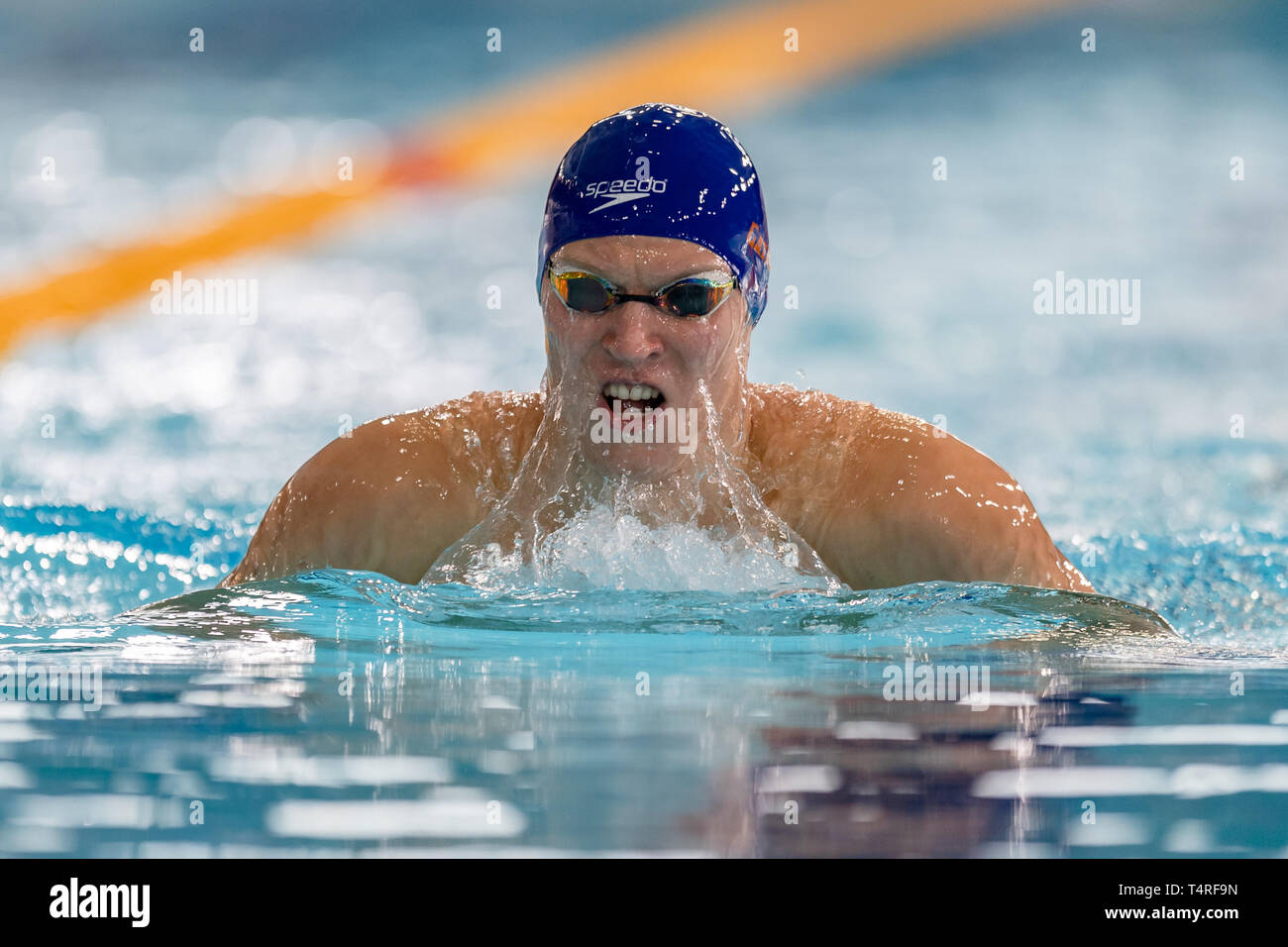 Glasgow, UK. 18th Apr, 2019. Mark Szaranek (Carnegie) in Mens Open 400m IM during 3rd day of British Swimming Championships 2019 at Tollcross International Swimming Centre on Thursday, April 18, 2019 in Glasgow Scotland. Credit: Taka G Wu/Alamy Live News Stock Photo