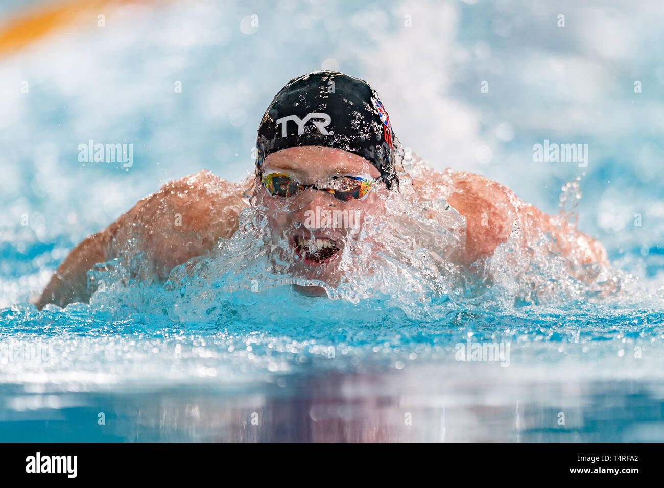 Glasgow, UK. 18th Apr, 2019. Max Litchfield (Loughborough NC) in Mens Open 400m IM during 3rd day of British Swimming Championships 2019 at Tollcross International Swimming Centre on Thursday, April 18, 2019 in Glasgow Scotland. Credit: Taka G Wu/Alamy Live News Stock Photo