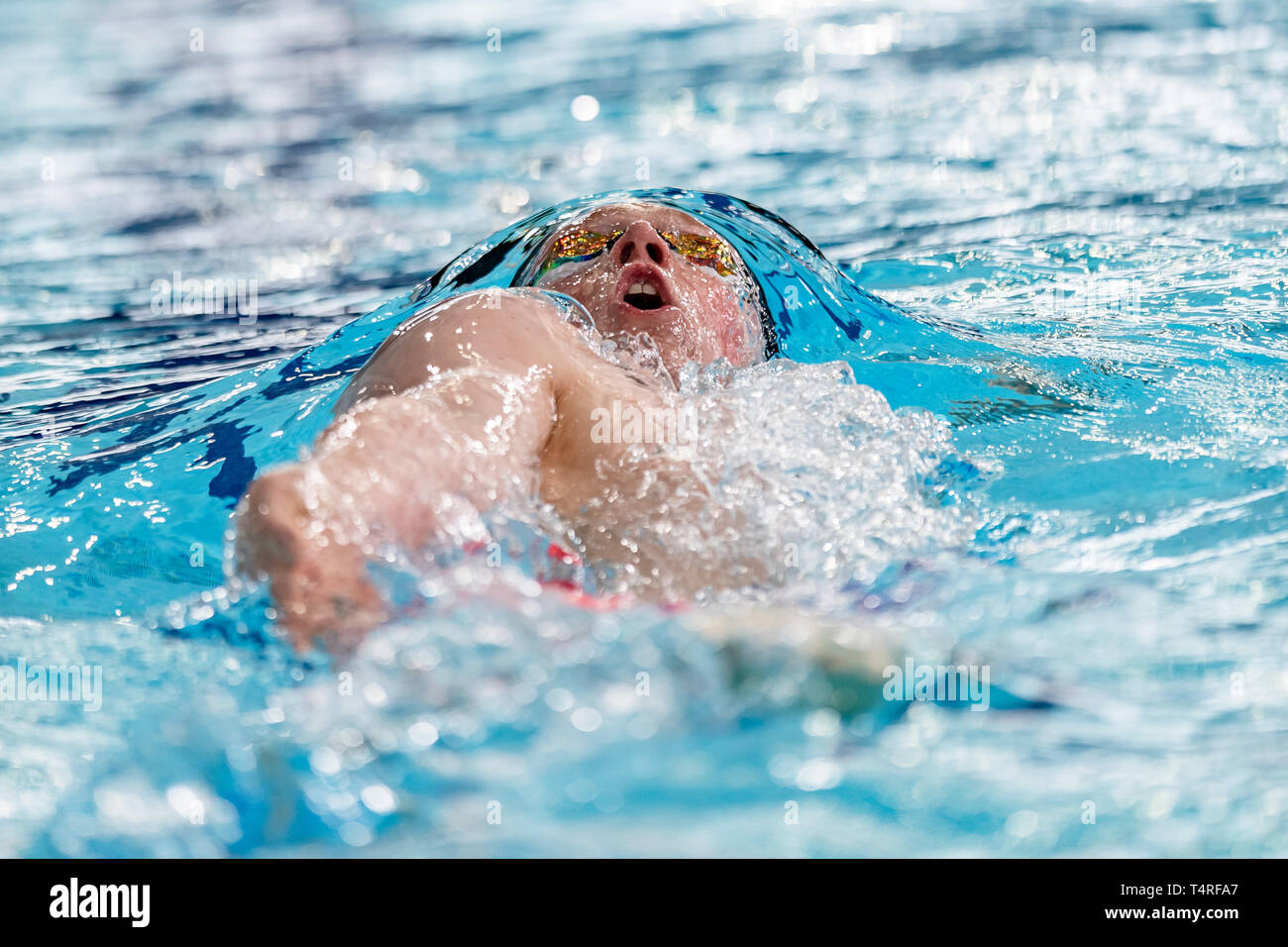 Glasgow, UK. 18th Apr, 2019. Max Litchfield (Loughborough NC) in Mens Open 400m IM during 3rd day of British Swimming Championships 2019 at Tollcross International Swimming Centre on Thursday, April 18, 2019 in Glasgow Scotland. Credit: Taka G Wu/Alamy Live News Stock Photo