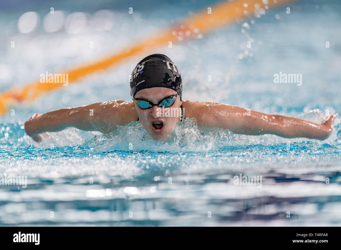 Glasgow, UK. 18th Apr, 2019. Pia Murray (Ellesmere Co) in Women Open 200m Butterfly during 3rd day of British Swimming Championships 2019 at Tollcross International Swimming Centre on Thursday, April 18, 2019 in Glasgow Scotland. Credit: Taka G Wu/Alamy Live News Stock Photo
