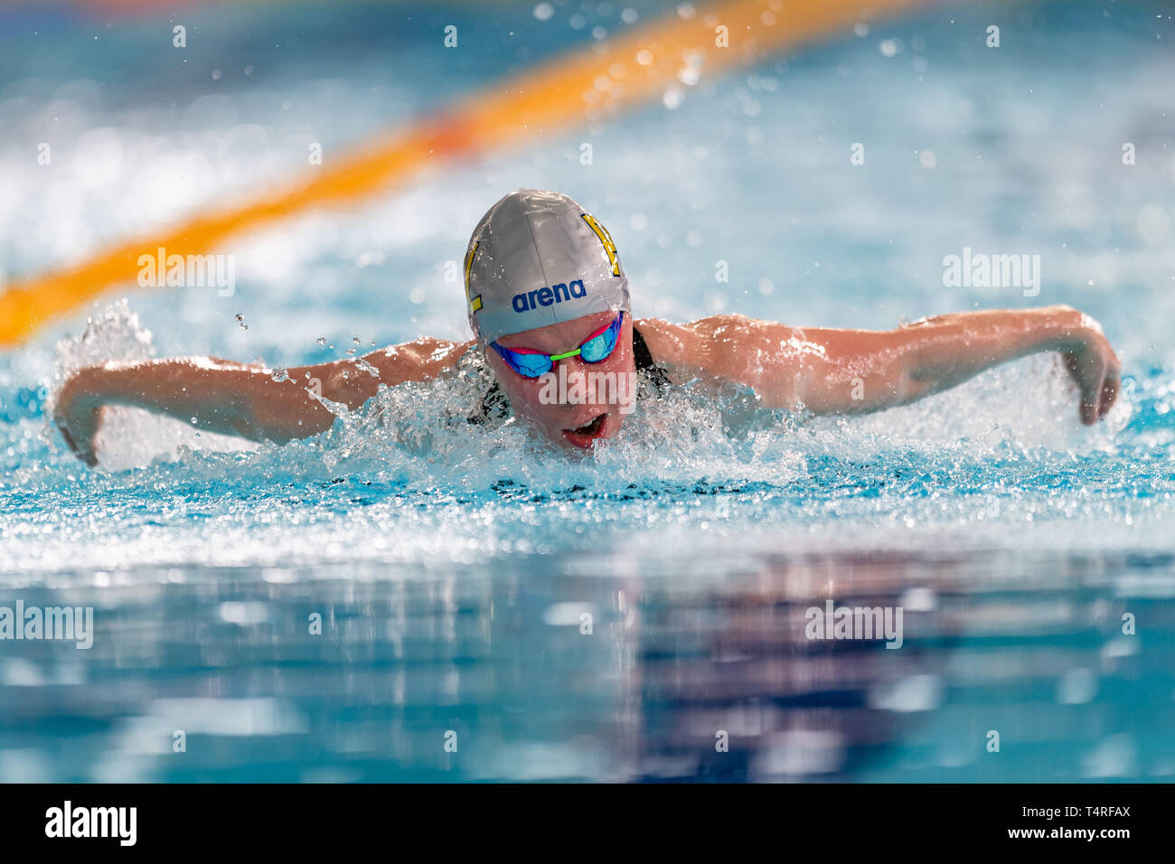 Glasgow, UK. 18th Apr, 2019. Laura Stephens (Plymouth Leander) in Women Open 200m Butterfly during 3rd day of British Swimming Championships 2019 at Tollcross International Swimming Centre on Thursday, April 18, 2019 in Glasgow Scotland. Credit: Taka G Wu/Alamy Live News Stock Photo