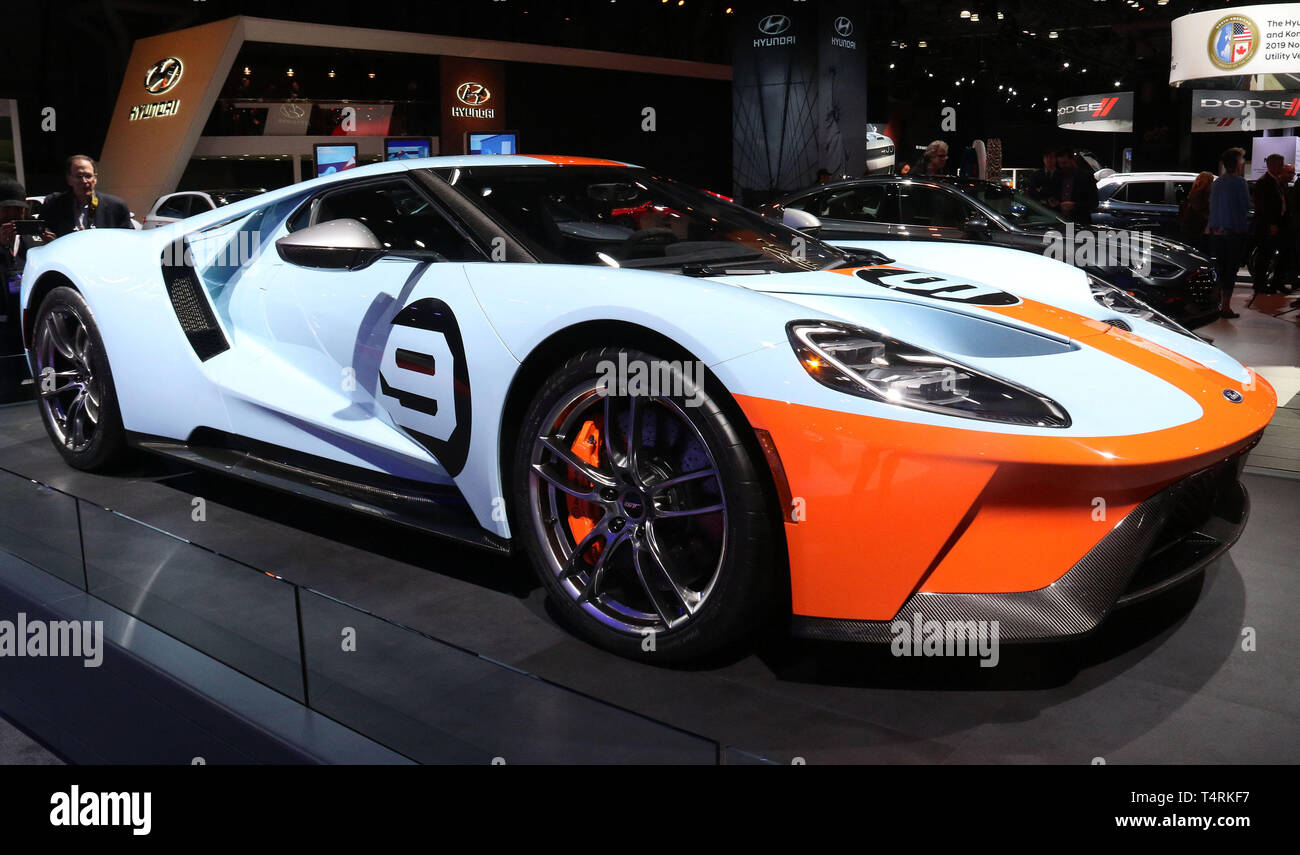 New York City, New York, USA. 18th Apr, 2019. FORD GT on display at the