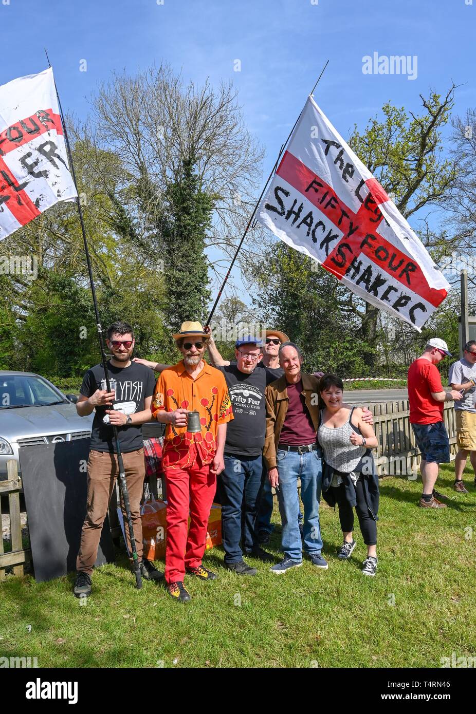 Crawley Sussex, UK. 19th Apr, 2019. The Fifty Four Shack Shakers in the World Marbles Championship held at The Greyhound pub at Tinsley Green near Crawley in Sussex . The annual event has been held on Good Friday every year since the 1930s and is open to players from around the world Credit: Simon Dack/Alamy Live News Stock Photo