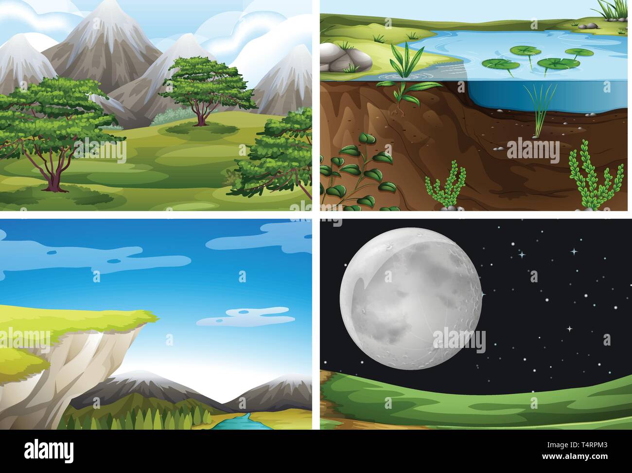 Set of nature landscape illustration Stock Vector Image & Art - Alamy
