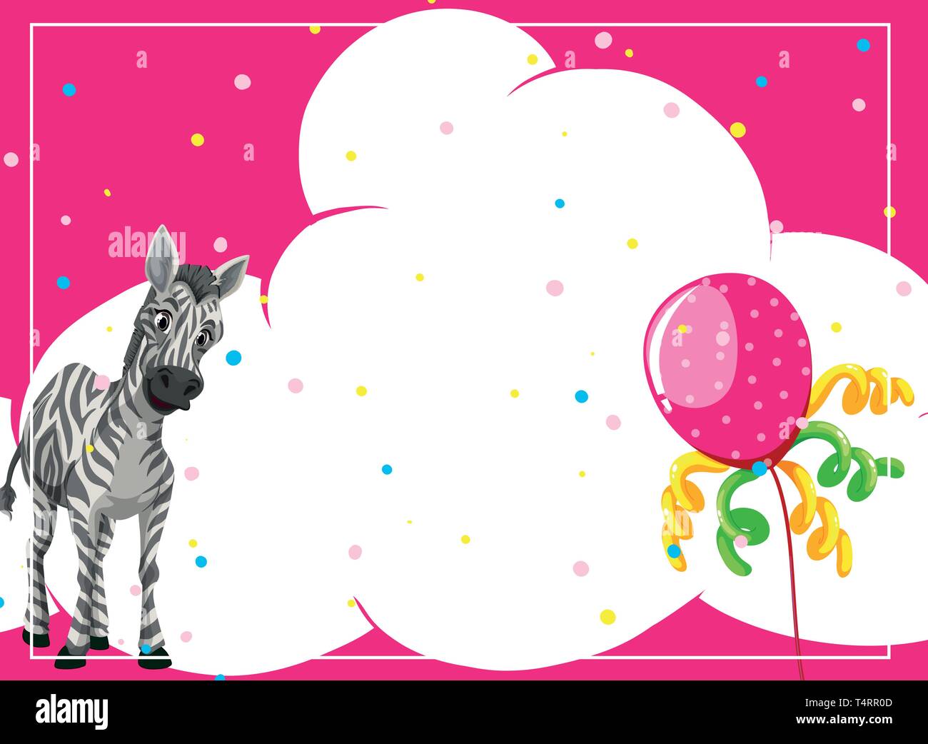 Zebra on party border illustration Stock Vector