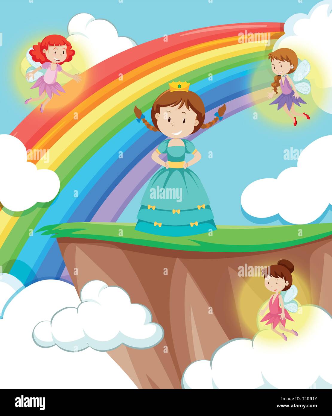 Princecss Faeries Princess with fairies scene illustration Stock Vector Image & Art - Alamy