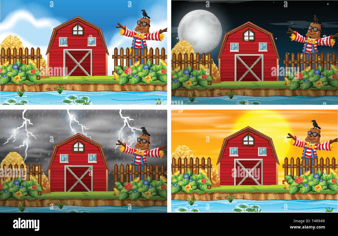 Set of farm scene illustration Stock Vector Image & Art - Alamy