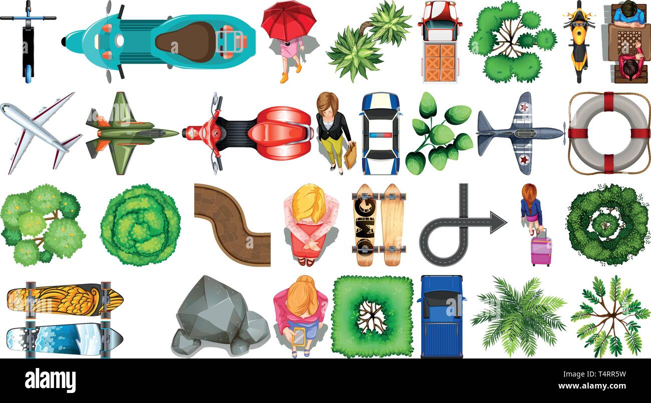Set of bird eye view element illustration Stock Vector Image & Art - Alamy