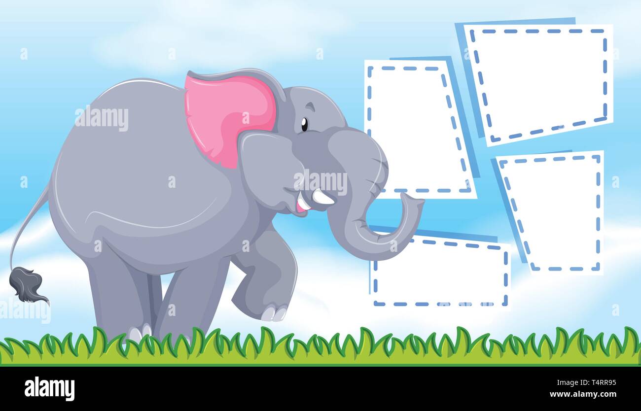 Elephant on note template illustration Stock Vector Image & Art - Alamy
