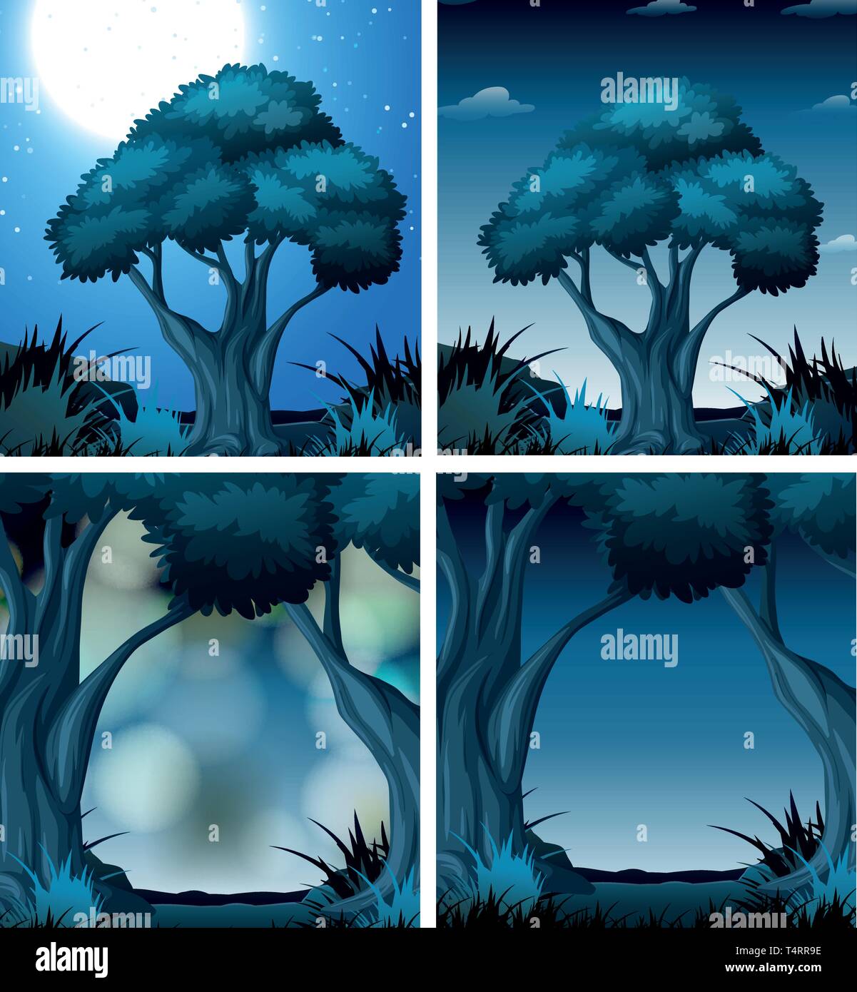 Set of dark night forest illustration Stock Vector Image & Art - Alamy