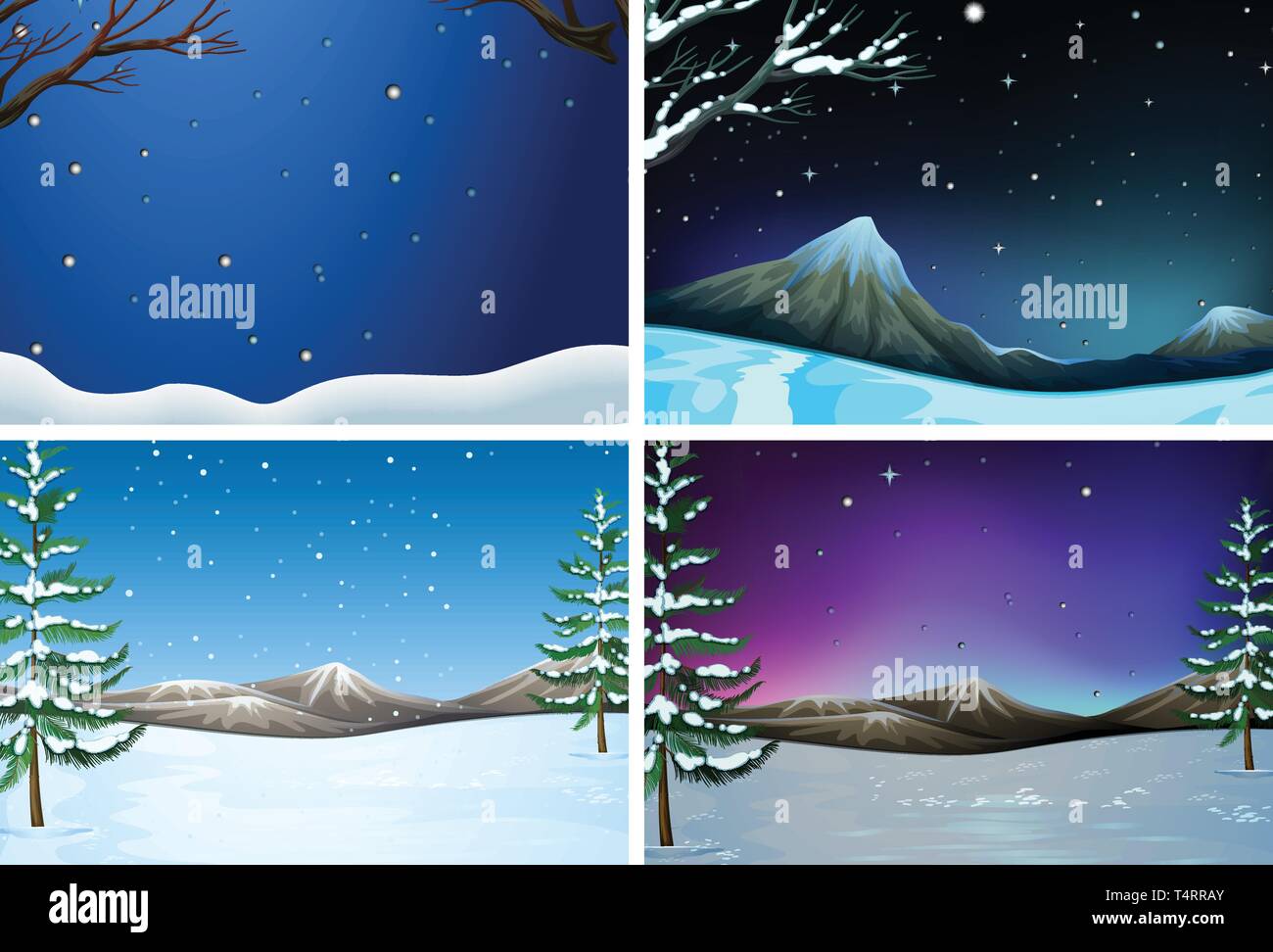 Set of winter landscape illustration Stock Vector Image & Art - Alamy