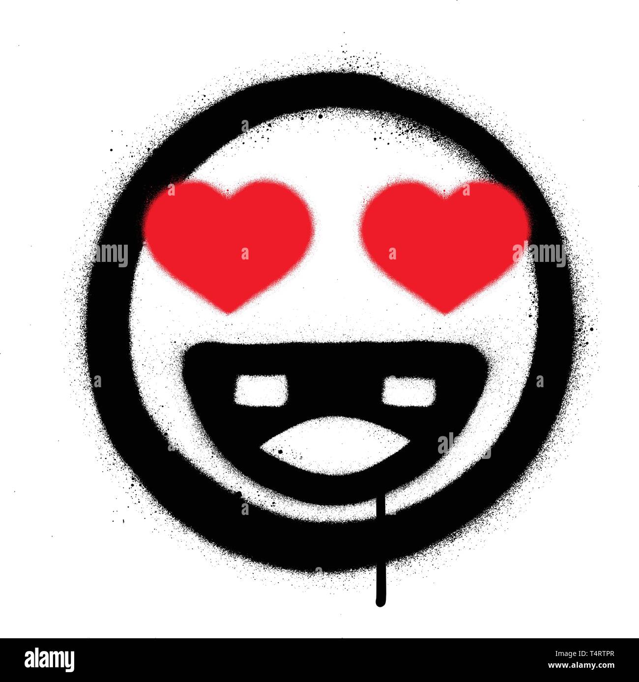 graffiti smiling icon in love sprayed over white Stock Vector