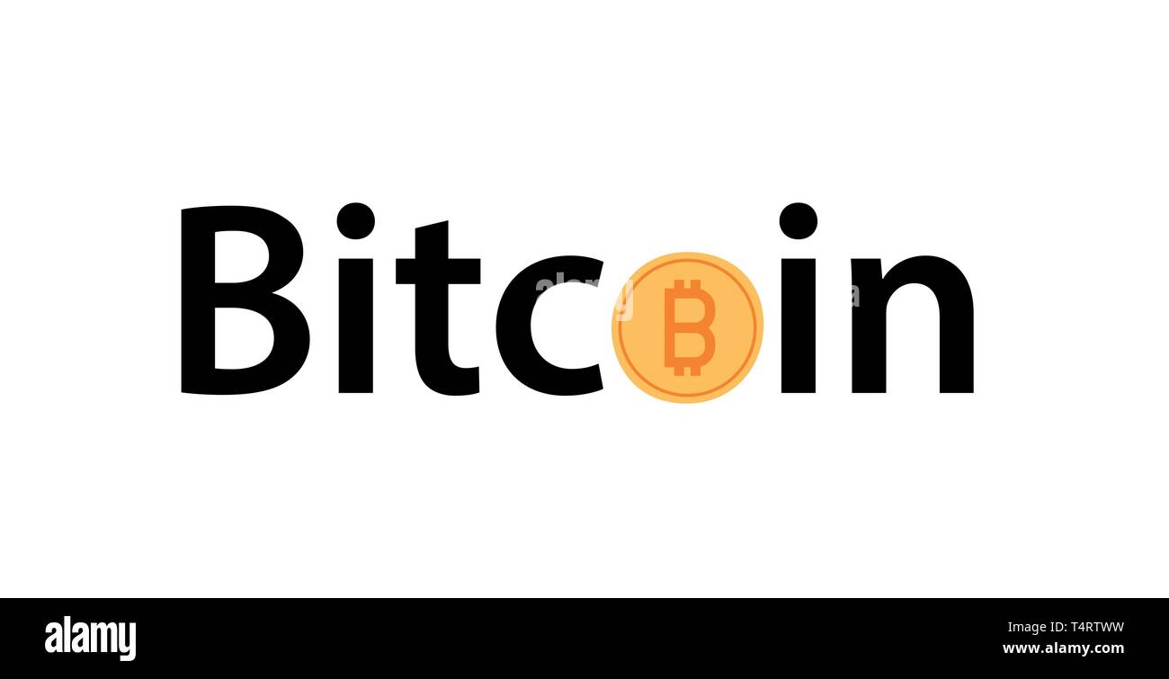 Golden Bitcoin icon isolated on white. Vector phrase image of digital cryptocurrency coin in EPS10. Style lettering illustration. Stock Vector