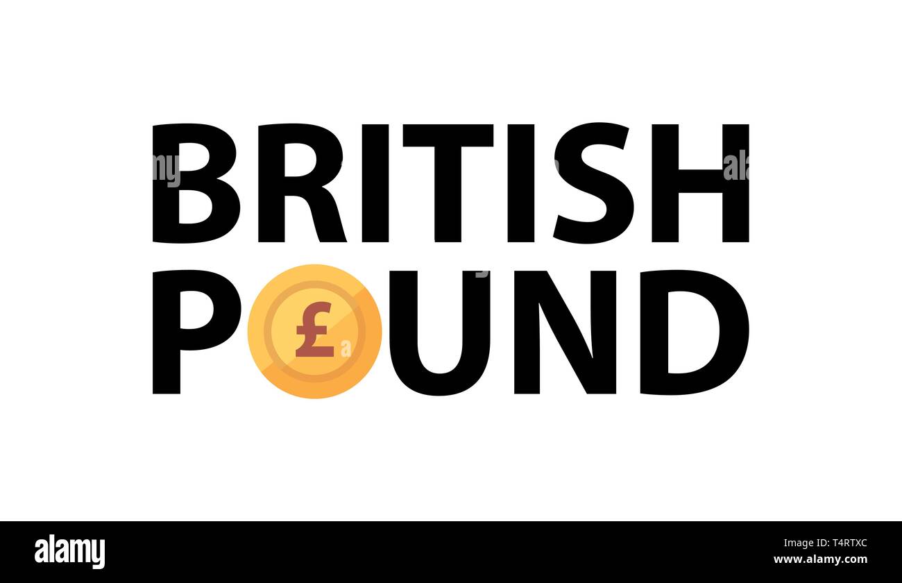 Vector Logo With Phrase British Pound And Golden Coin Caption