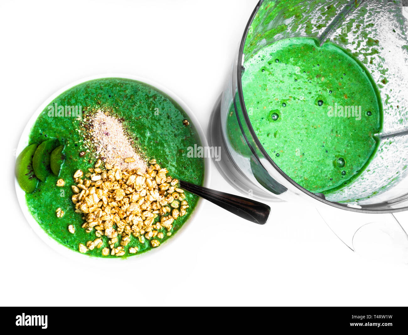 Healthy green smoothy for breakfast, blender, healthy lifestyle, diet