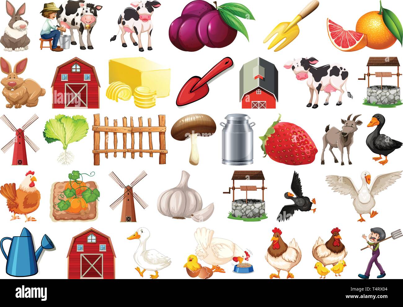 Set of farm elemant illustration Stock Vector