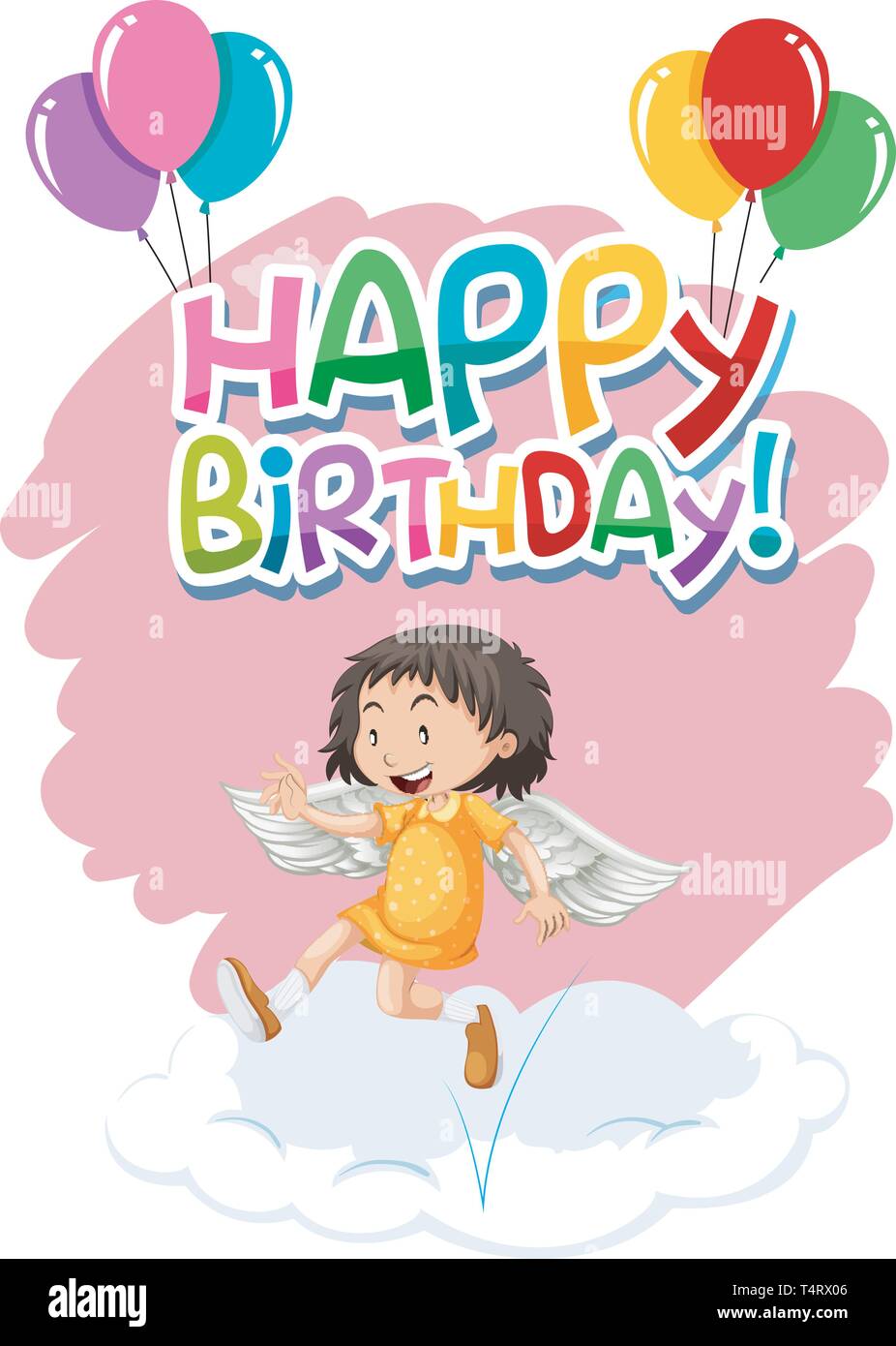 Angel on birthday template illustration Stock Vector Image & Art - Alamy