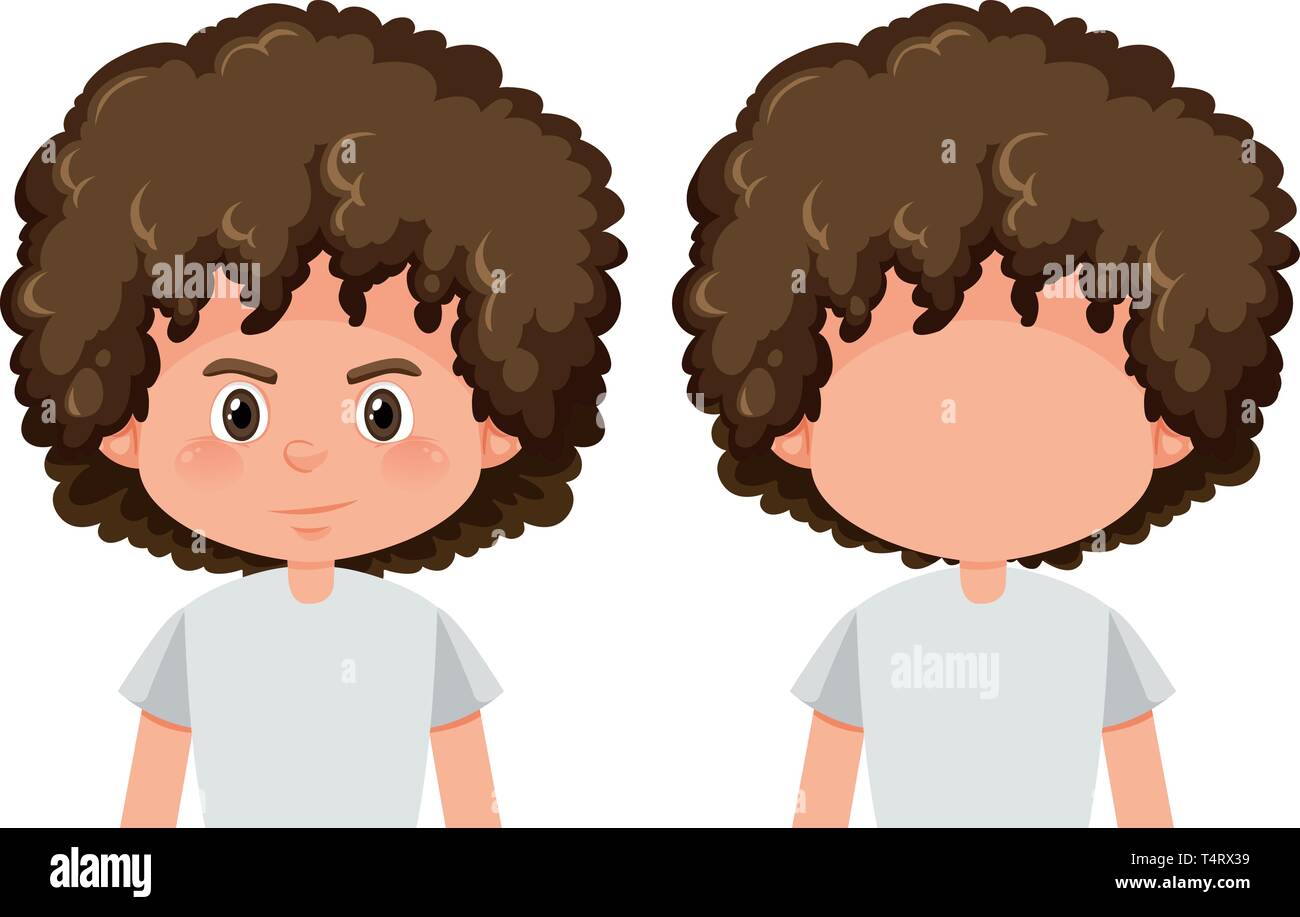 Boy With and Without Face illustration Stock Vector