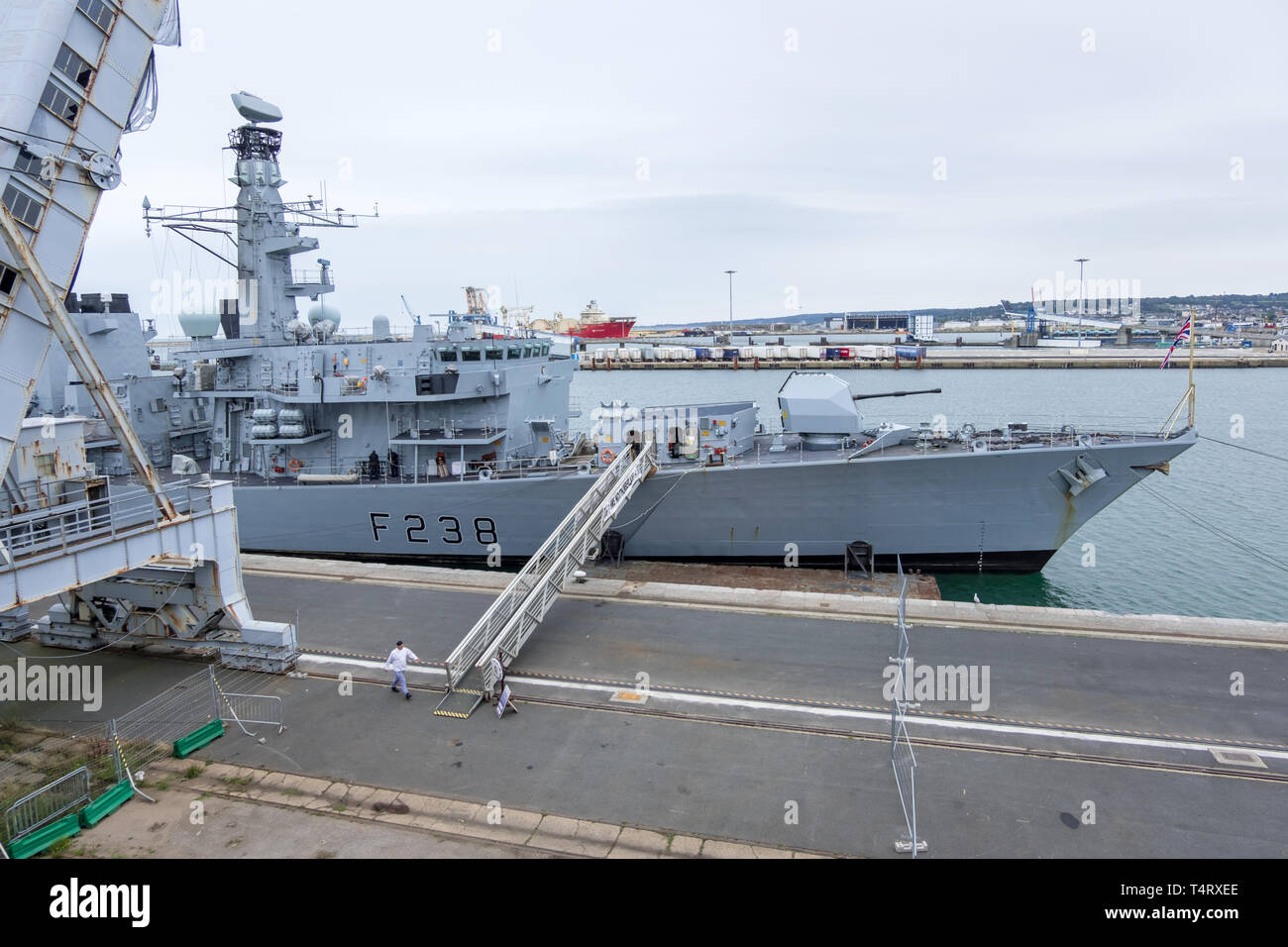 Cherbourg, France - August 26, 2018: HMS Northumberland is a Type 23 frigate of the Royal Navy in the port of Cherbourg-Octeville. Normandy, France Stock Photo