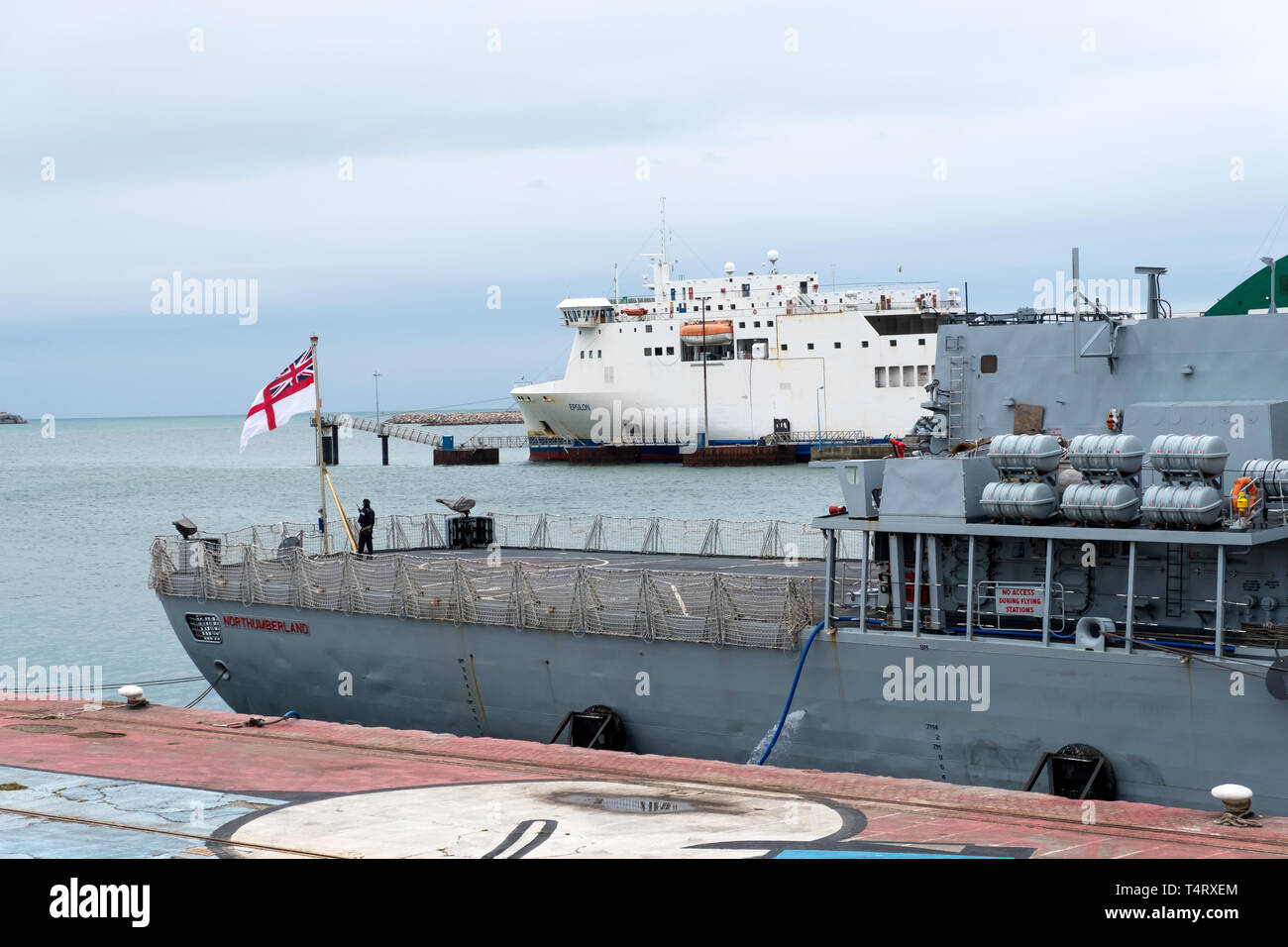 Cherbourg, France - August 26, 2018: HMS Northumberland is a Type 23 frigate of the Royal Navy in the port of Cherbourg-Octeville. Normandy, France Stock Photo