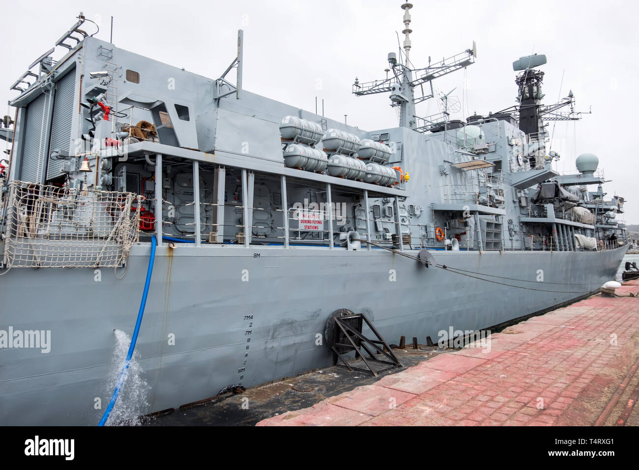 Cherbourg, France - August 26, 2018: HMS Northumberland is a Type 23 frigate of the Royal Navy in the port of Cherbourg-Octeville. Normandy, France Stock Photo