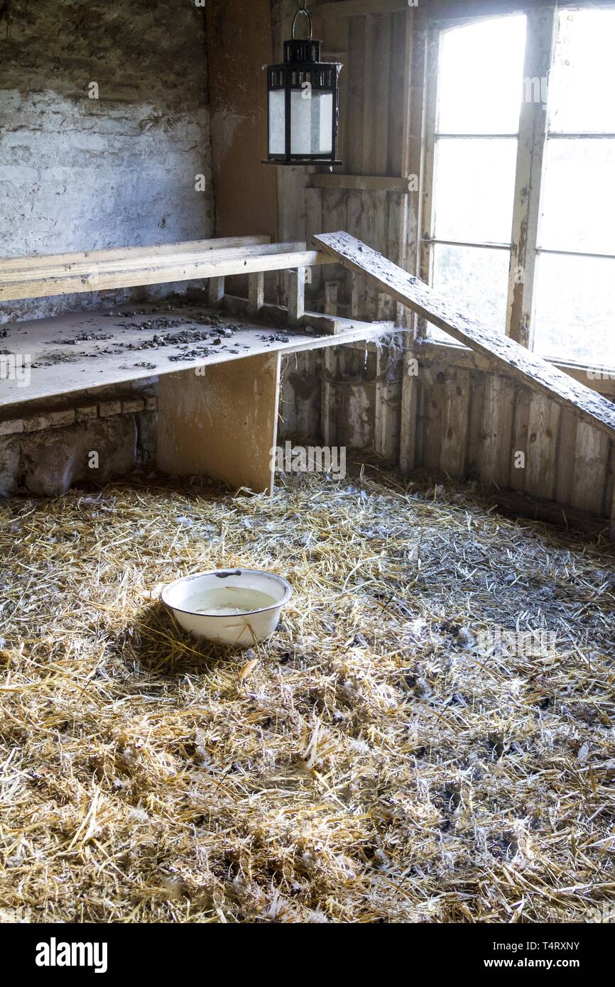 Empty henhouse, Kiel, Germany, Europe Stock Photo
