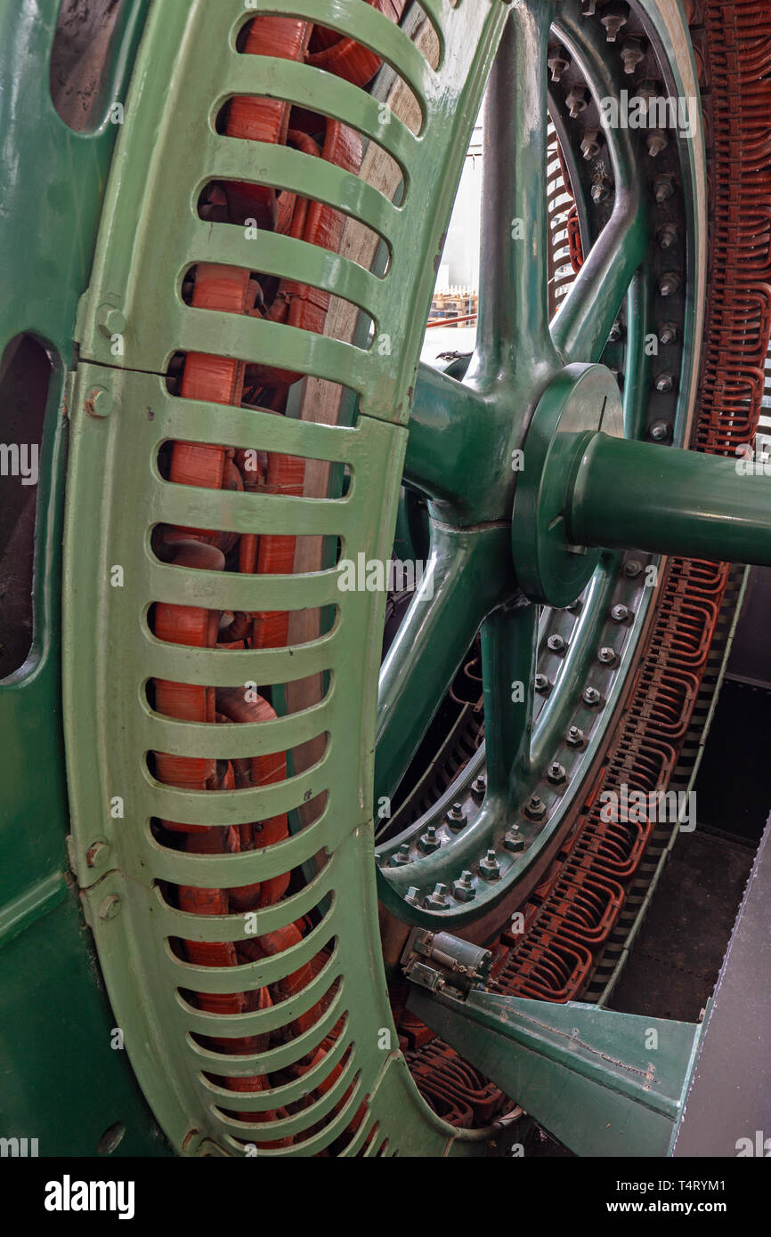 Historic generator in an old power plant in Germany Stock Photo - Alamy