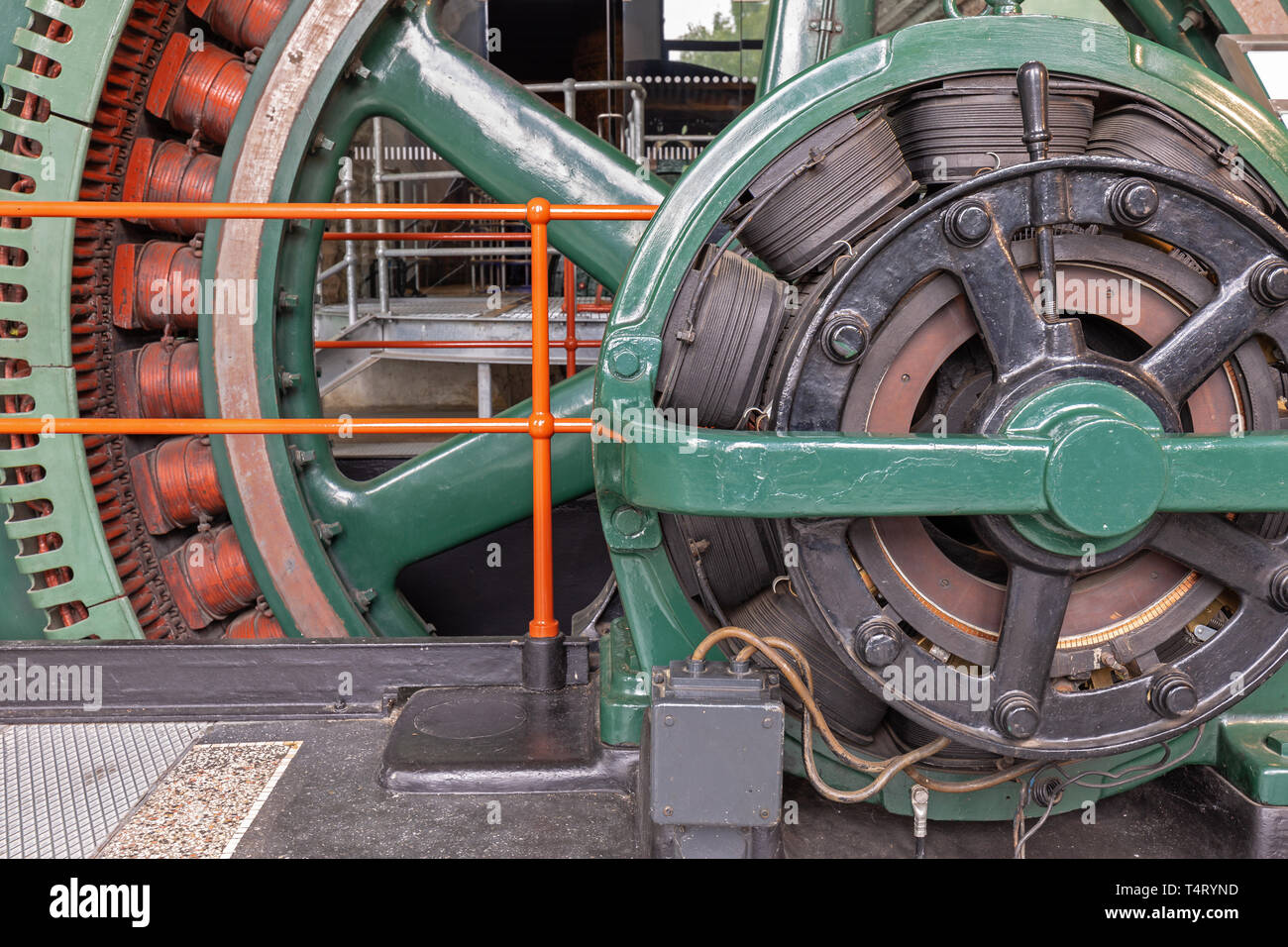 Historic generator in an old power plant in Germany Stock Photo