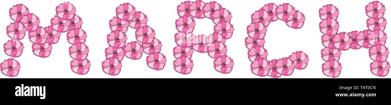 March with cherry blossoms Stock Vector
