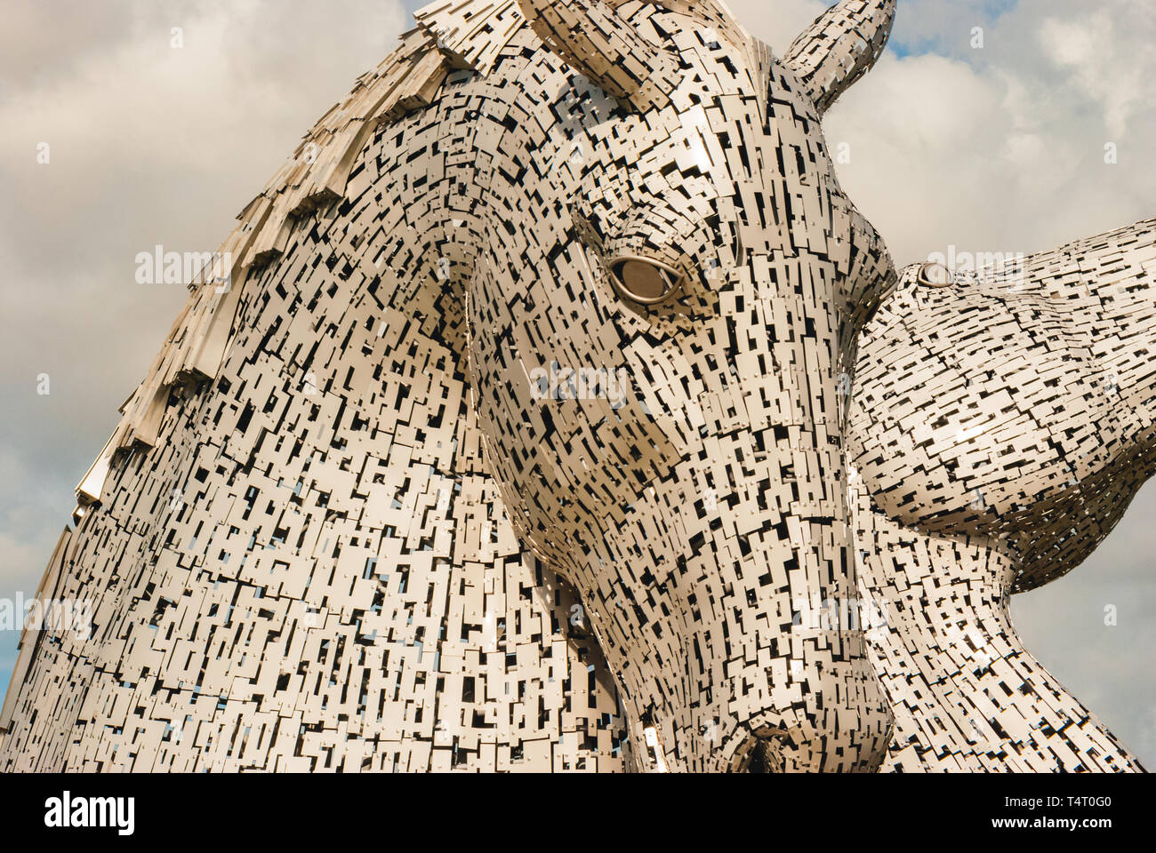 30 meter high horse head sculptures of the Kelpies Scotland UK