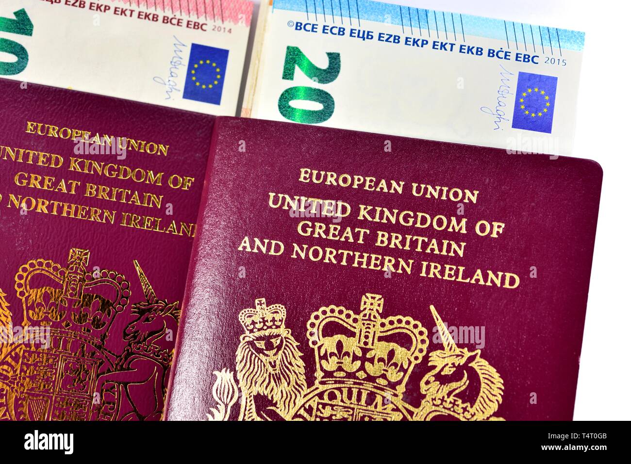 British passport,UK passport,European union, united kingdom of great britain, and northern ireland, Stock Photo