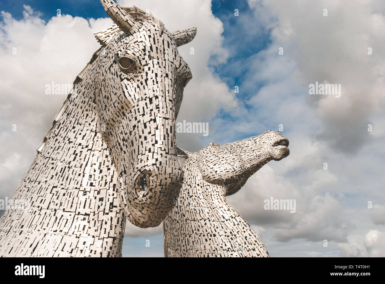30 meter high horse head sculptures of the Kelpies Scotland UK