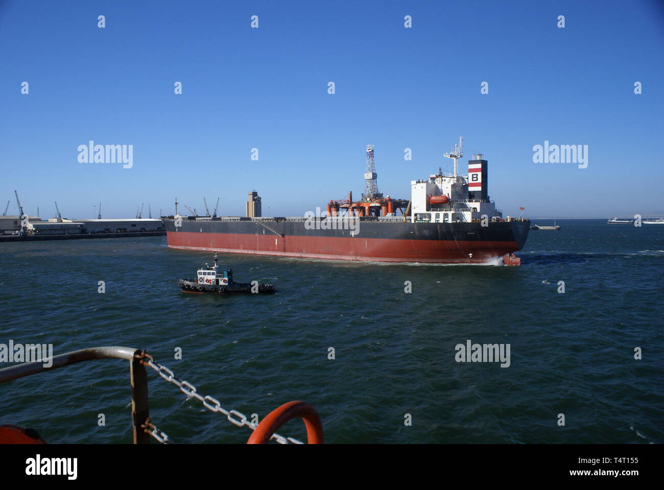 A bulk carrier Carola in the waters of Duncan Dock, port of Cape Town