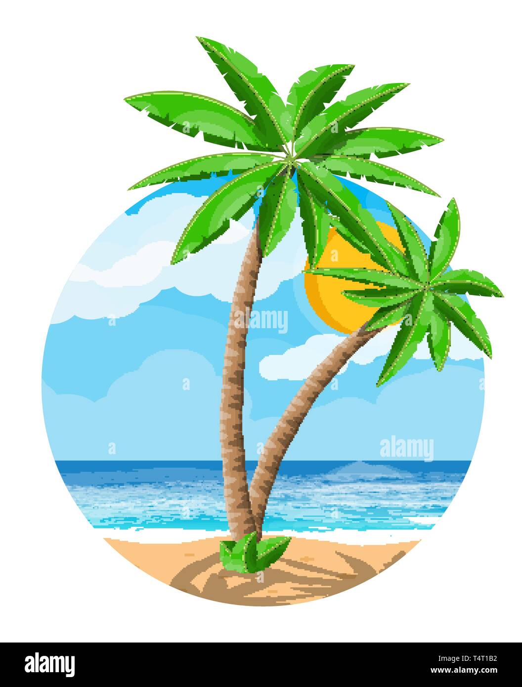 palm tree beach drawing